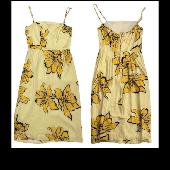 Anthropologie Hutch  Yellow Floral Midi Dress size 4 - Picture 3 of 3